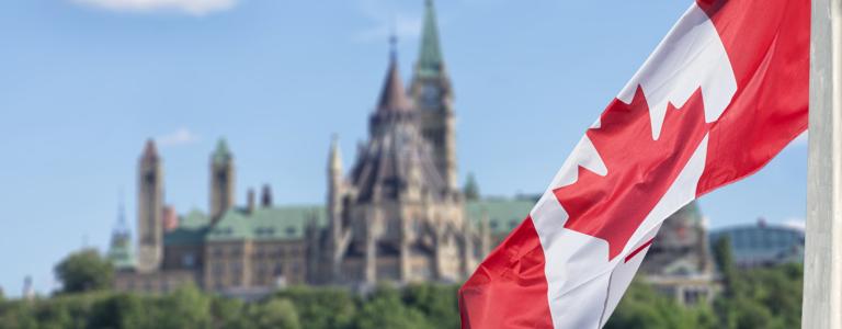 Ottawa with the Canadian flag