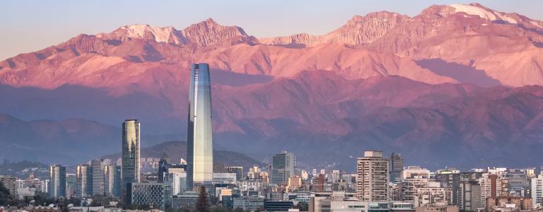 Landscape photo of the skyline in Santiago, Chile