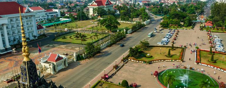 Patuxay Victory Gate park in Vientiane, Laos. 