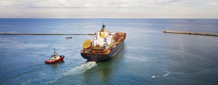 Container ship on water