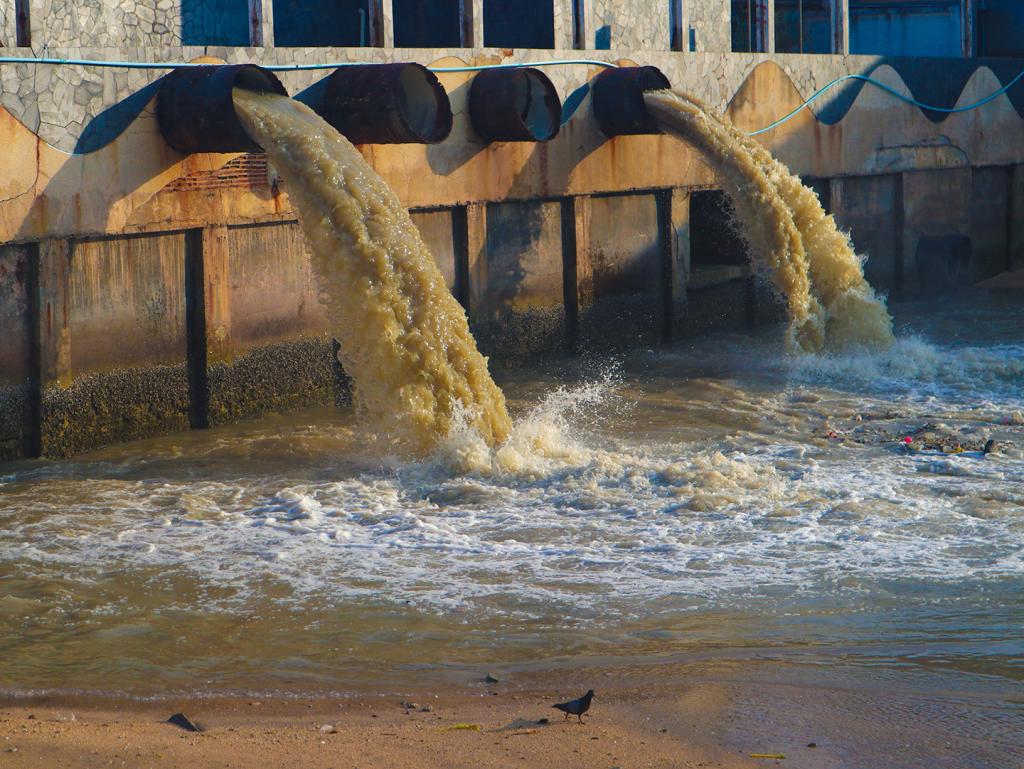 Industrial waste dumped into ocean