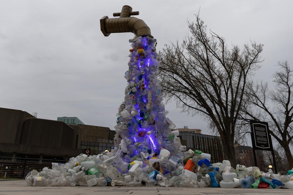 As the first day of INC-4 begins, delegates are welcomed to the venue by the art installation 'Turn off the Plastic Tap' by Benjamin Von Wong, reminding them of the urgency of addressing plastic pollution.