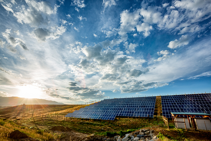 Solar panels in a field